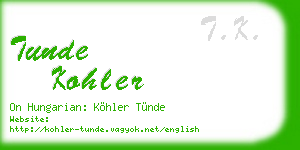tunde kohler business card